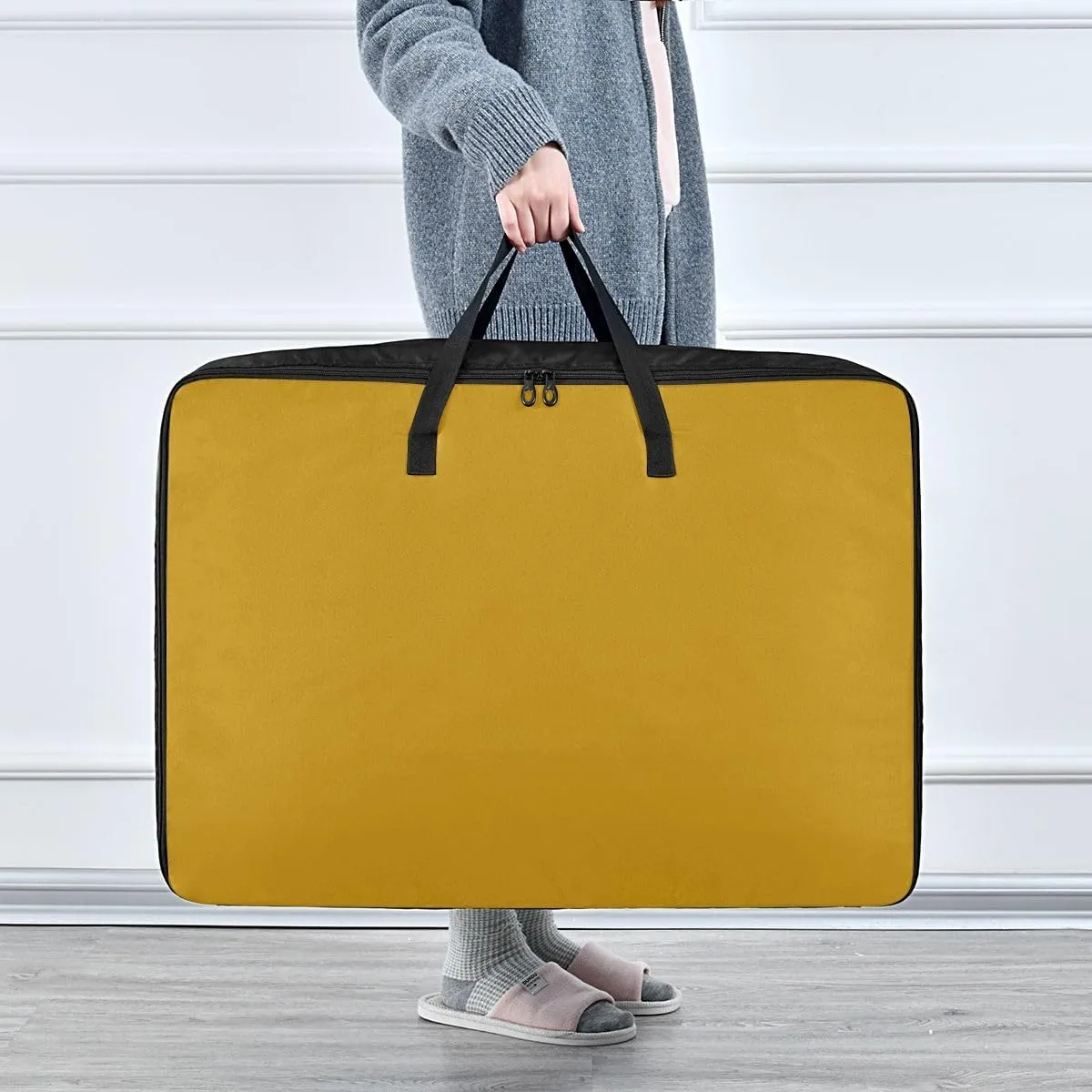 Dark Goldenrod Storage Bags Bedding Storage Containers with Handles Storage Organizer for Clothes, Bedding, Comforter