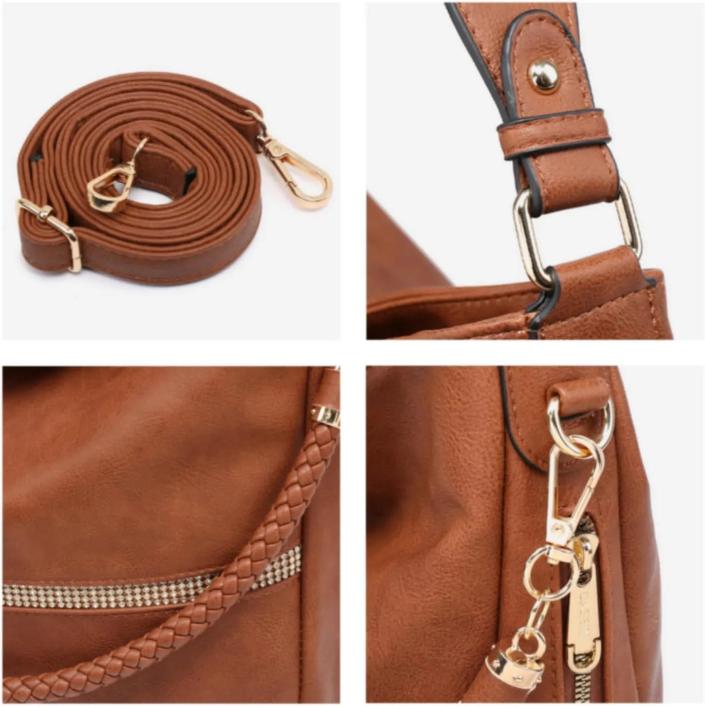 Dasein Hobo Handbags for Women Purses Vegan Leather Shoulder Bags Bucket Purse Large Tote Set with Long Strap