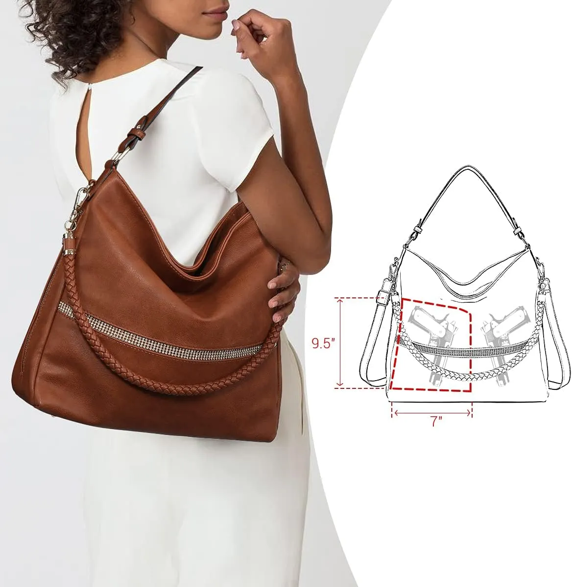 Dasein Hobo Handbags for Women Purses Vegan Leather Shoulder Bags Bucket Purse Large Tote Set with Long Strap
