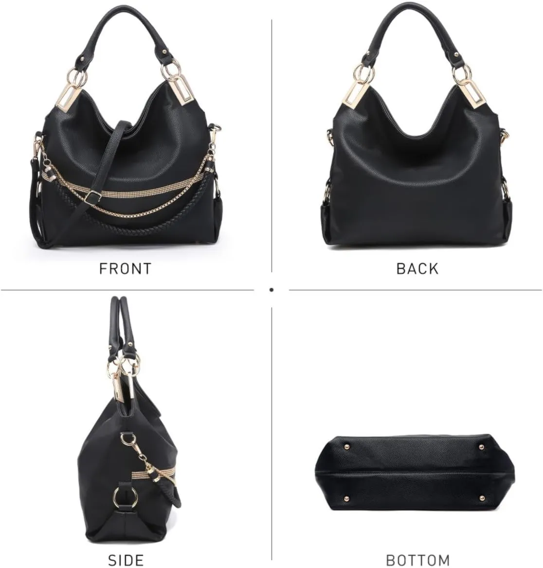 Dasein Purses for Women Vegan Leather Handbags Rhinestones Hobo Bags Tote Purse Shoulder Bag Ladies Handbag