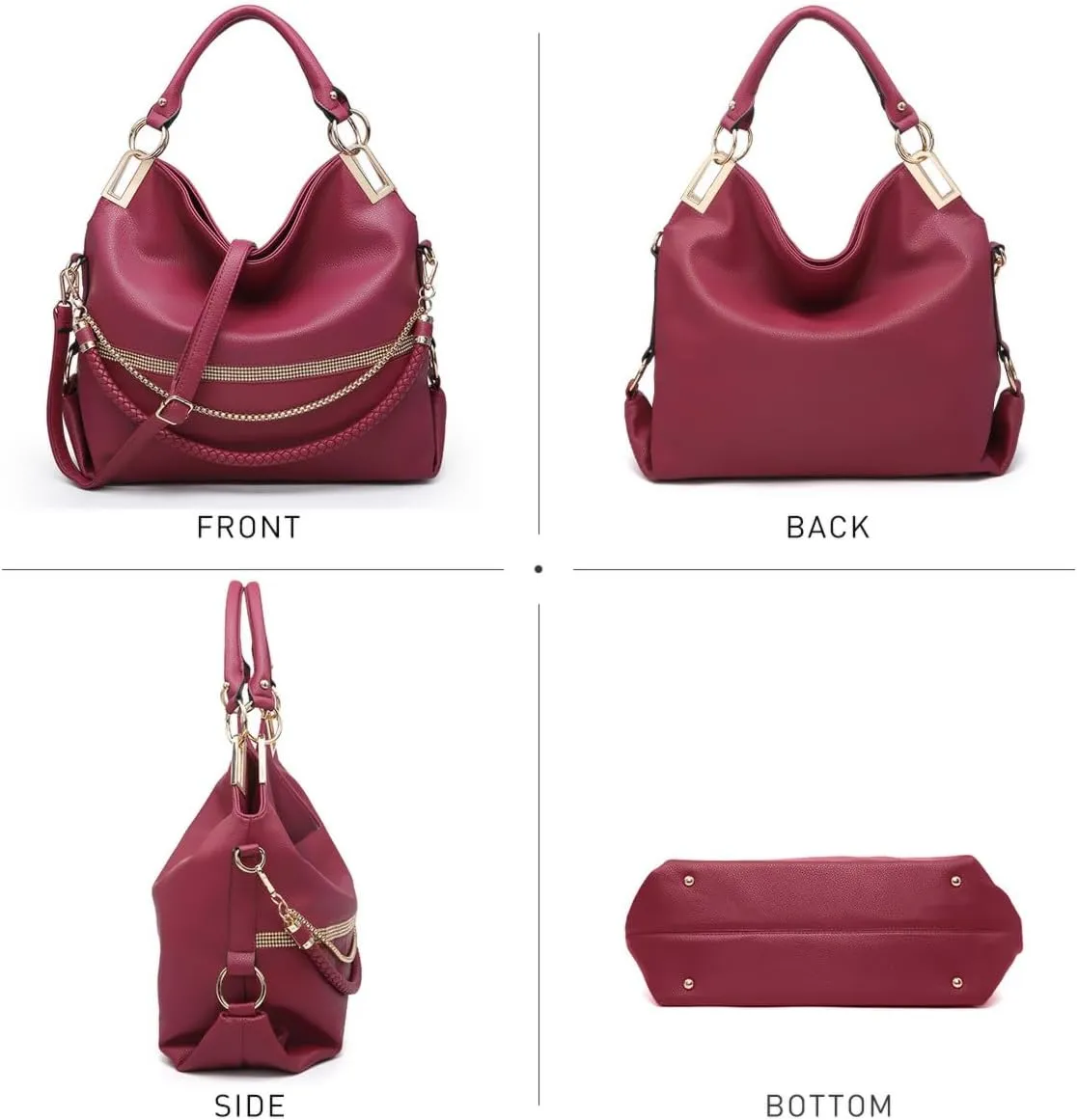 Dasein Purses for Women Vegan Leather Handbags Rhinestones Hobo Bags Tote Purse Shoulder Bag Ladies Handbag