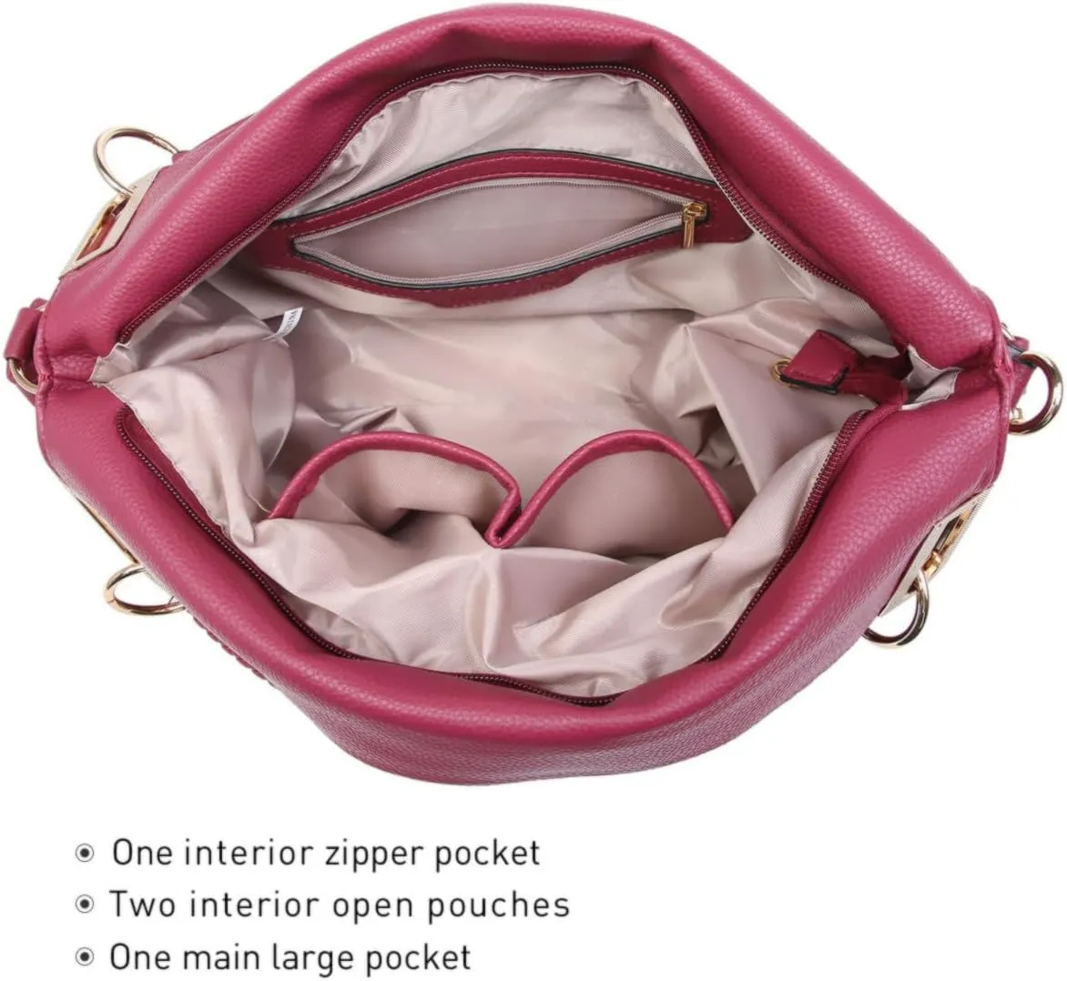 Dasein Purses for Women Vegan Leather Handbags Rhinestones Hobo Bags Tote Purse Shoulder Bag Ladies Handbag