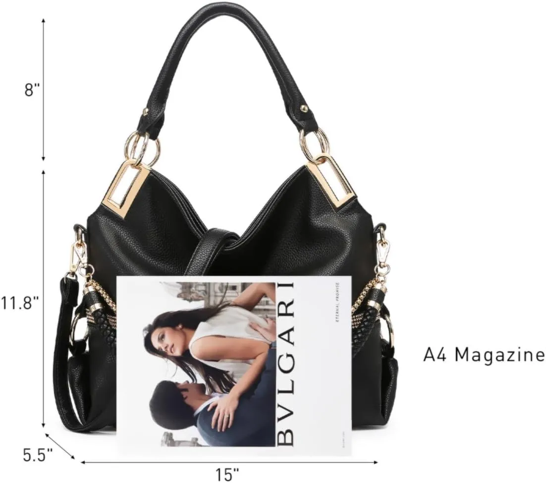 Dasein Purses for Women Vegan Leather Handbags Rhinestones Hobo Bags Tote Purse Shoulder Bag Ladies Handbag