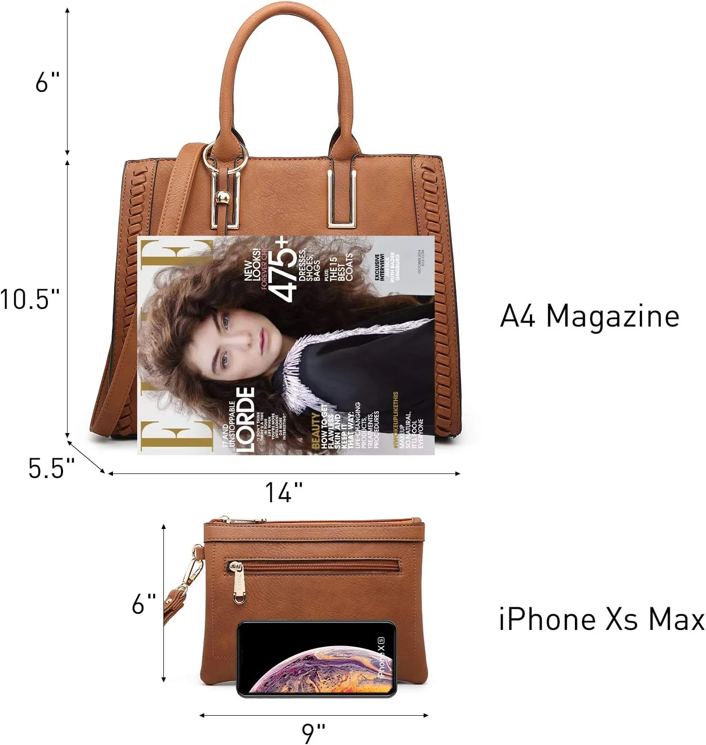 Dasein Purses Handbags for Women Satchel Vegan Leather Shoulder Bags Work Tote for Ladies with Matching Clutch