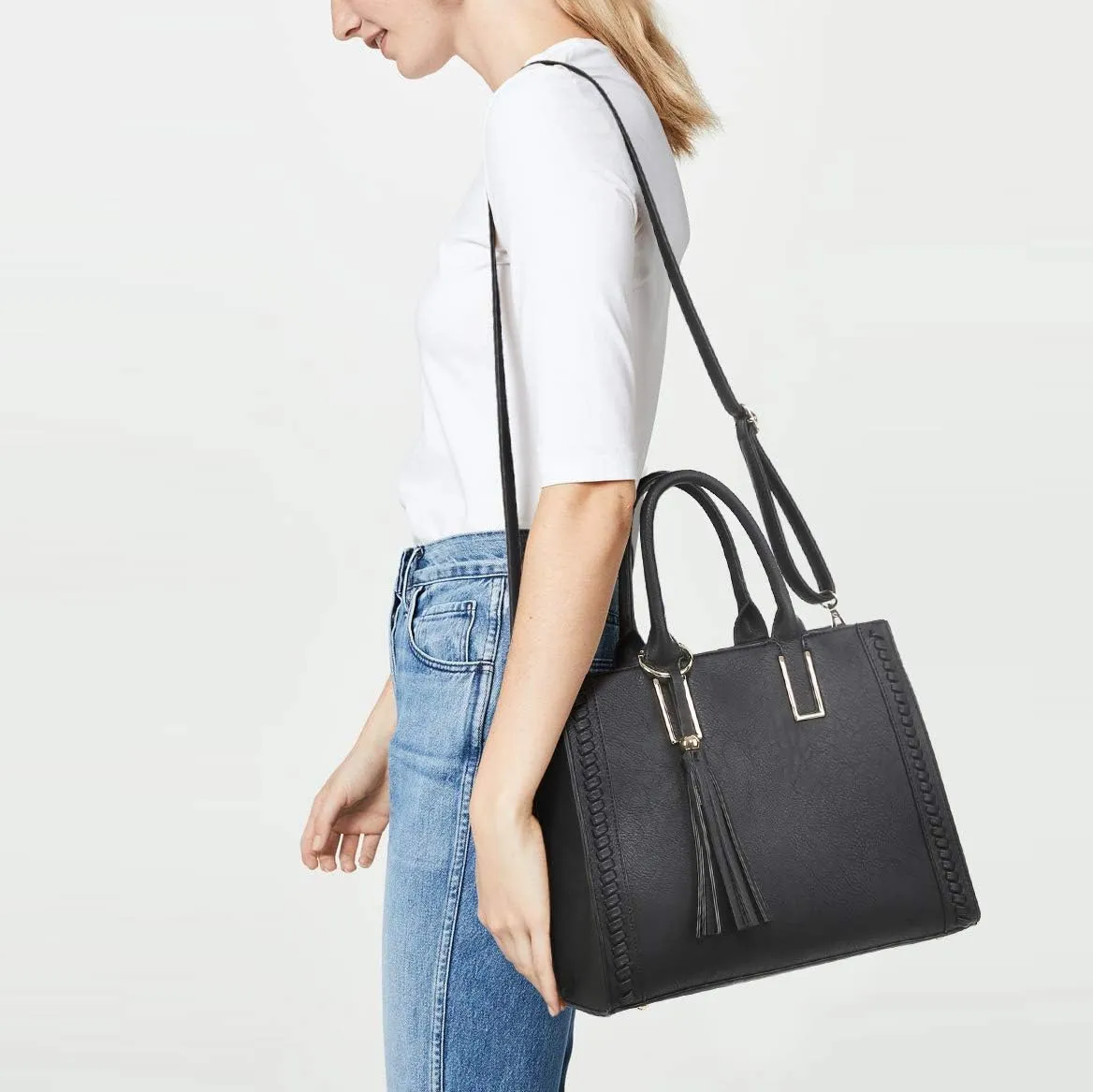 Dasein Purses Handbags for Women Satchel Vegan Leather Shoulder Bags Work Tote for Ladies with Matching Clutch