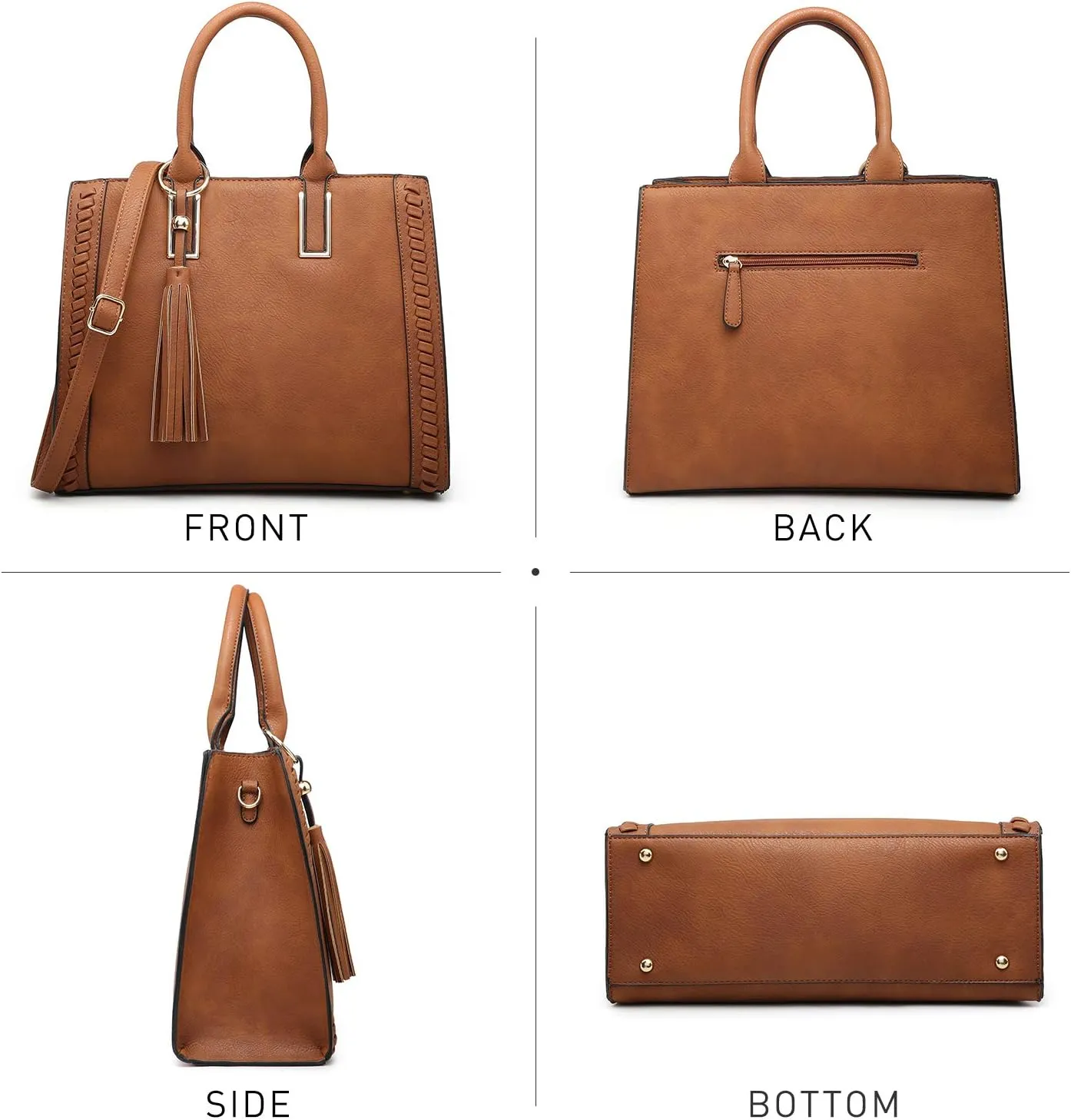 Dasein Purses Handbags for Women Satchel Vegan Leather Shoulder Bags Work Tote for Ladies with Matching Clutch