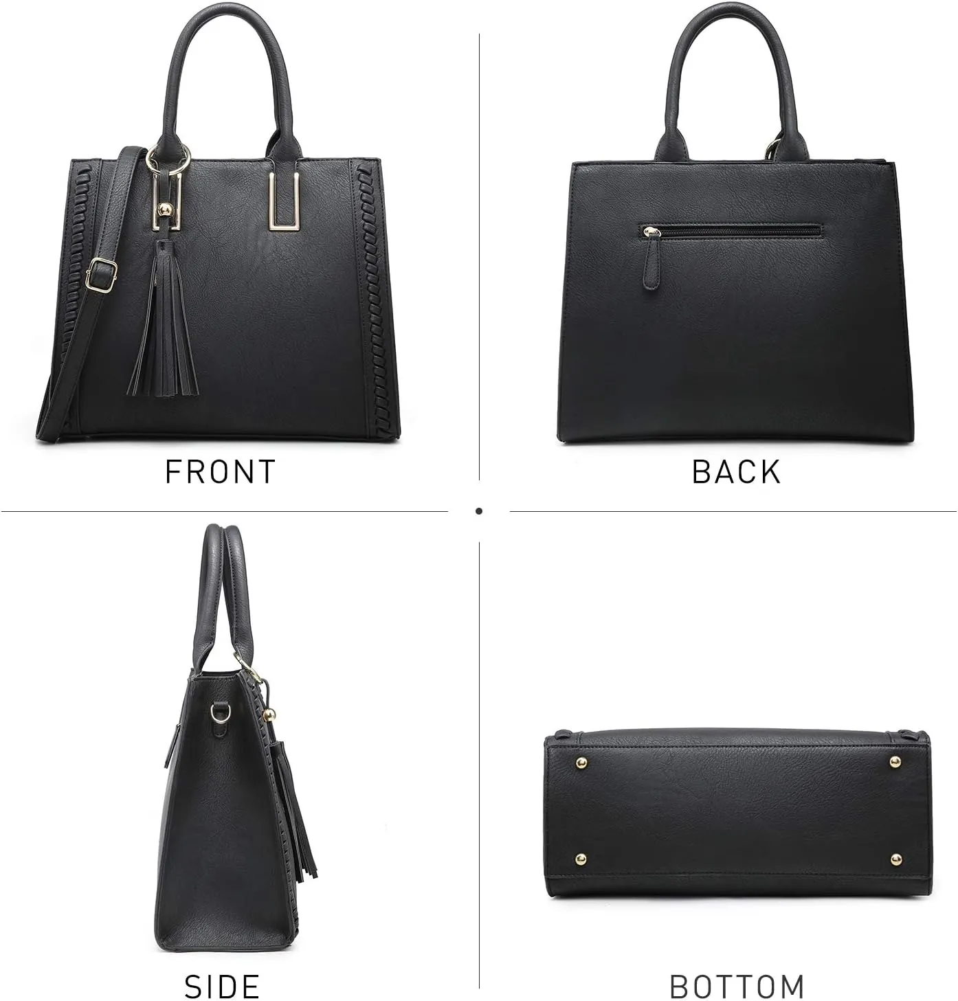 Dasein Purses Handbags for Women Satchel Vegan Leather Shoulder Bags Work Tote for Ladies with Matching Clutch