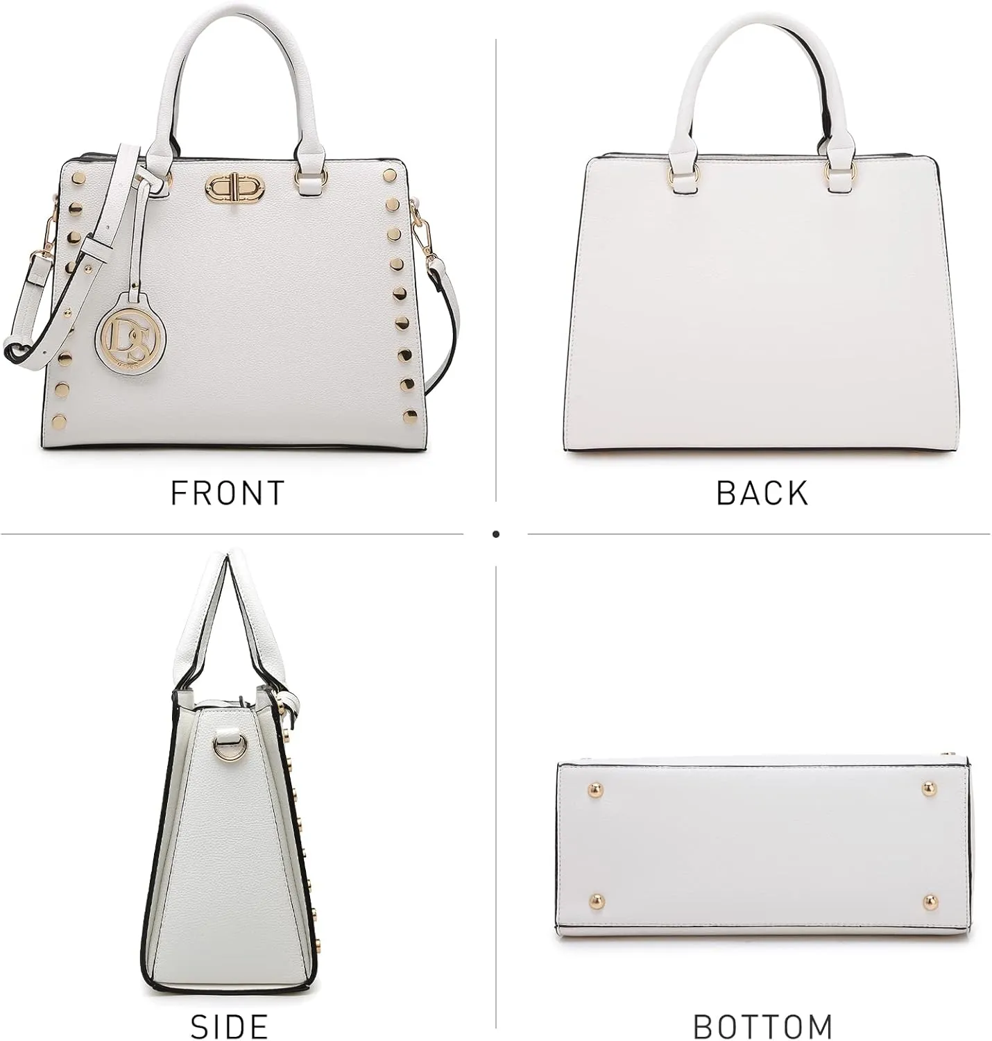 Dasein Women Medium Satchel Handbag Work Tote Shoulder Bag Top Handle Purse with Matching Clutch 2pcs Set