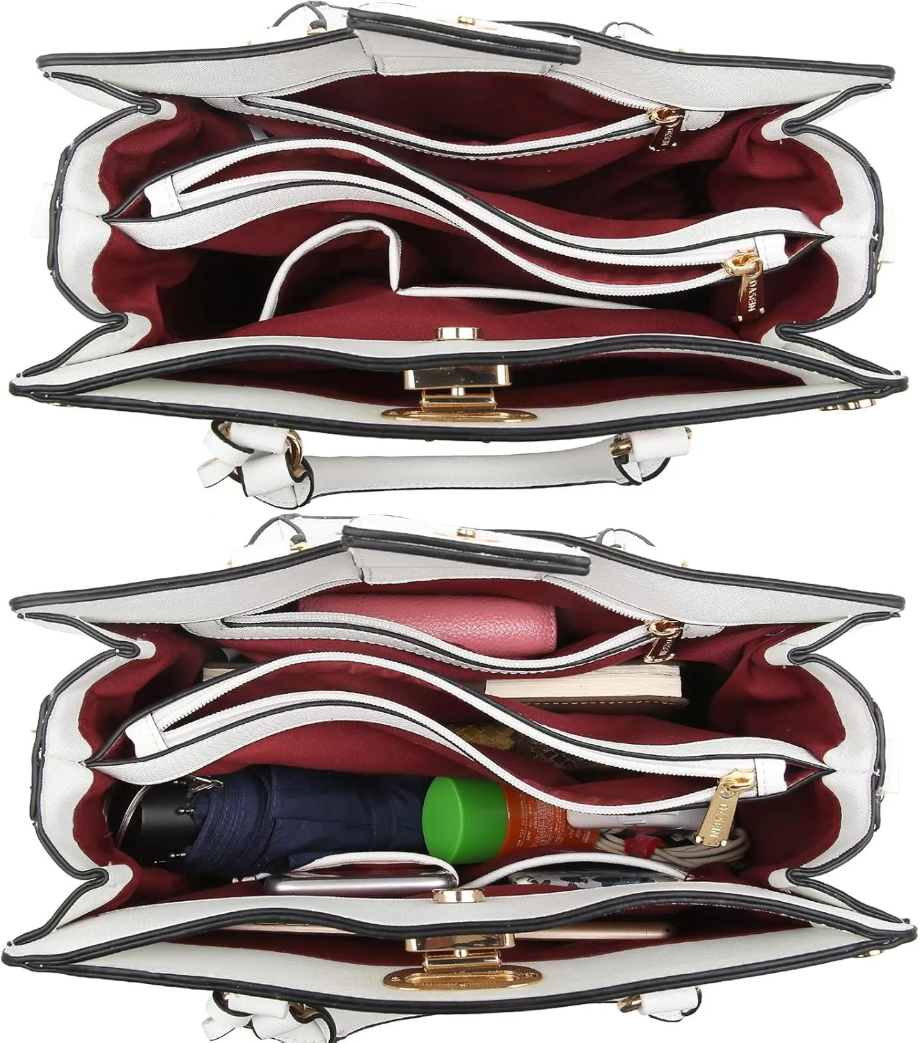 Dasein Women Medium Satchel Handbag Work Tote Shoulder Bag Top Handle Purse with Matching Clutch 2pcs Set