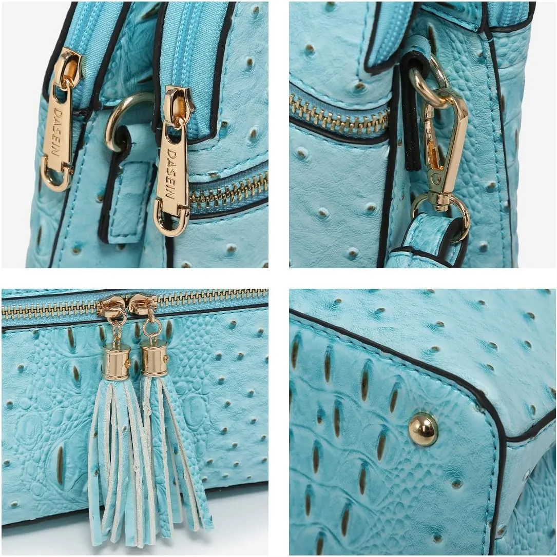 Dasein Women Tassel Zipper Pocket Crossbody Bag Shoulder Purse Fashion Travel Bag with Multi Pockets