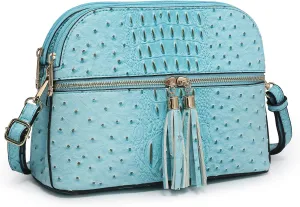 Dasein Women Tassel Zipper Pocket Crossbody Bag Shoulder Purse Fashion Travel Bag with Multi Pockets
