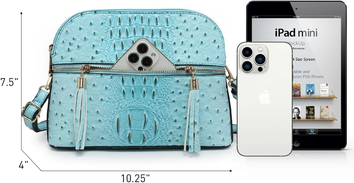 Dasein Women Tassel Zipper Pocket Crossbody Bag Shoulder Purse Fashion Travel Bag with Multi Pockets