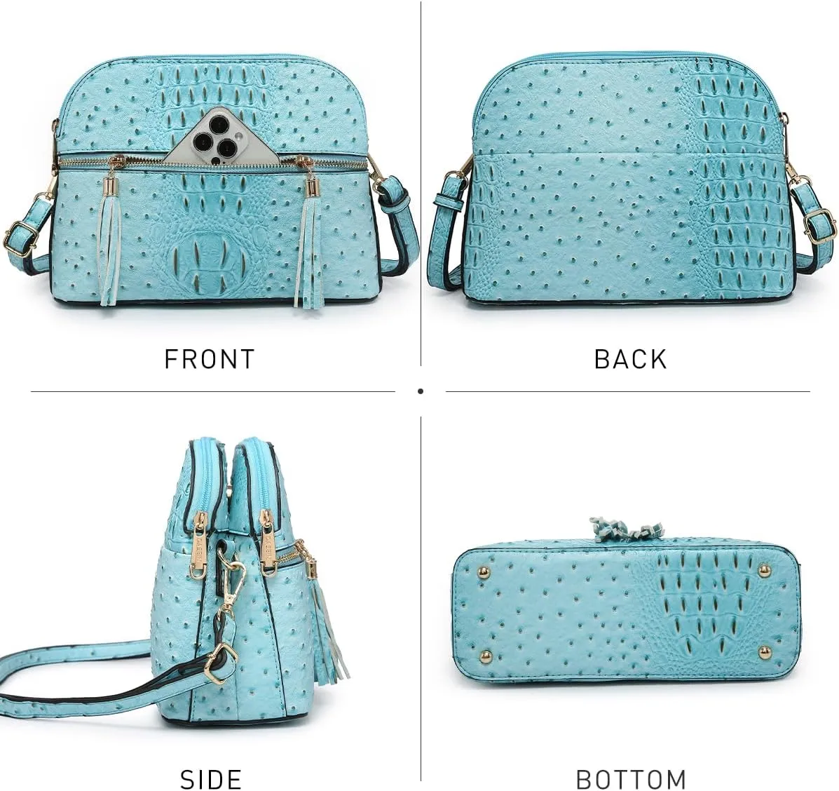 Dasein Women Tassel Zipper Pocket Crossbody Bag Shoulder Purse Fashion Travel Bag with Multi Pockets