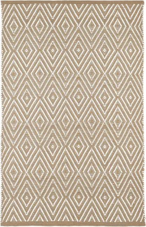 Dash and Albert Diamond Indoor/Outdoor Area Rug - 5' x 8' Khaki/White - Geometric Pattern Handwoven Washable Accent Rug - Durable, Lightweight, High Traffic Areas Sunroom, Deck, Hallway, Kitchen