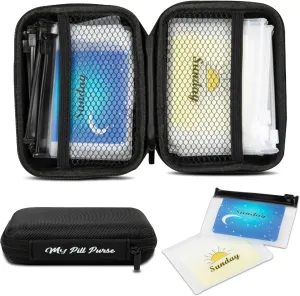 Day and Night Pill Organizer Includes 14 Pill Bags 3 X 4 Inch. Color Coded and Labeled Days of The Week. Travel Essential AM PM Pill Organizer 7 Day 2 Times A Day Med Wallet Size 5.75 x 4 x 1.5 Inch