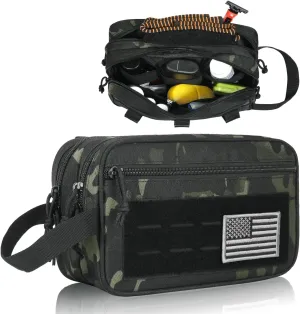 DBTAC Tactical Toiletry Bag for Men | Dry Wet Separate Hygiene Bag Compact Dopp Kit Mens Shaving Kit Travel shower Bag (Black Camo)