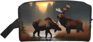 Deer Bear Moose Print Large Capacity Zippered Storage Bag Travel Cosmetic Organizer for Toiletries Makeup