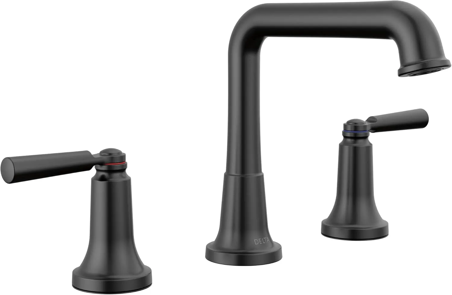 Delta Faucet Matte Black 3-Hole Widespread Bathroom Faucet with Diamond Seal Technology, Metal Drain Assembly, 3536-BLMPU-DST