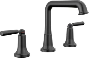Delta Faucet Matte Black 3-Hole Widespread Bathroom Faucet with Diamond Seal Technology, Metal Drain Assembly, 3536-BLMPU-DST