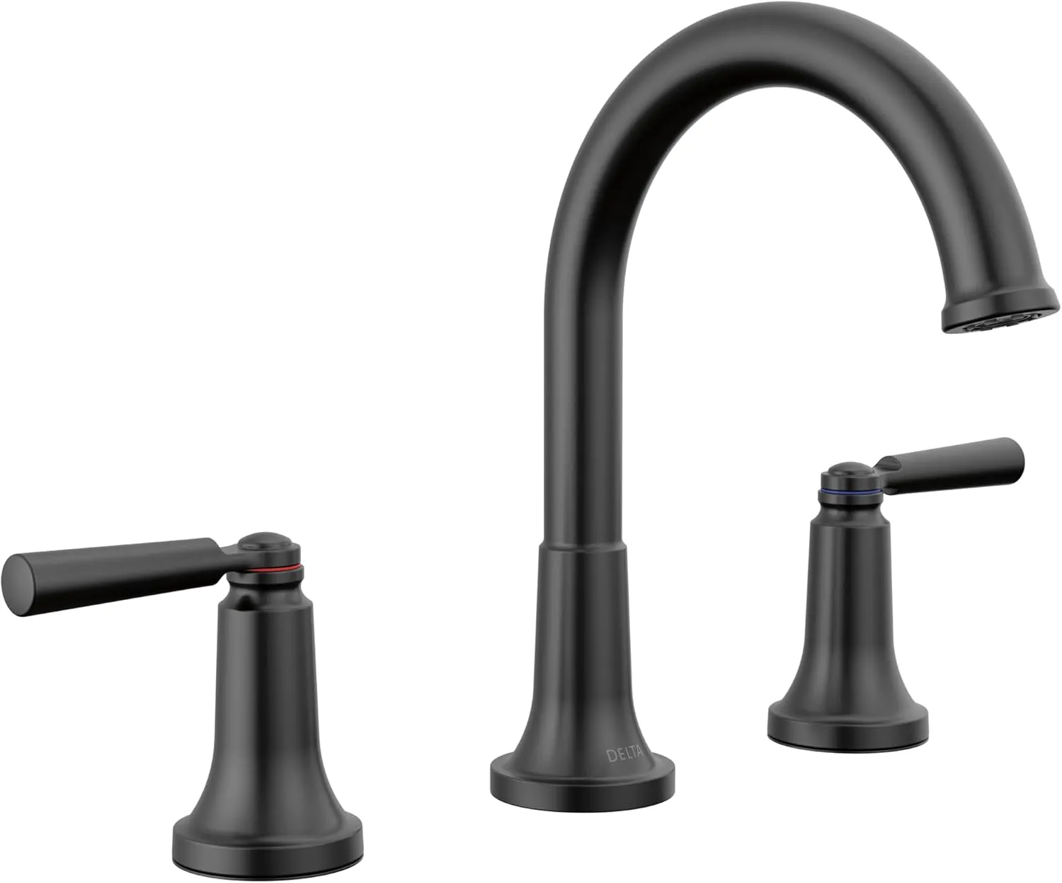 Delta Faucet Saylor Black Widespread Bathroom Faucet 3 Hole, Matte Black Bathroom Faucets, Bathroom Sink Faucet with Diamond Seal Technology, Metal Drain Assembly, Matte Black 3535-BLMPU-DST
