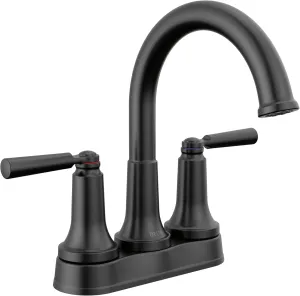 Delta Faucet Saylor Matte Black Bathroom Faucet, Bathroom Sink Faucet, Centerset Bathroom Faucet for Bathroom Sink, Diamond Seal Technology, Metal Drain Assembly, Matte Black 2535-BLMPU-DST