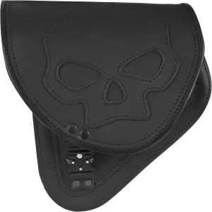 Diablo Skull Blackline Swing Arm Bag by ORLETANOS Biker Bag Hardtail Frame Compatible with Harley Davidson Fatboy Left Breakout Fat Bob Side HD Special Edition Side Bag