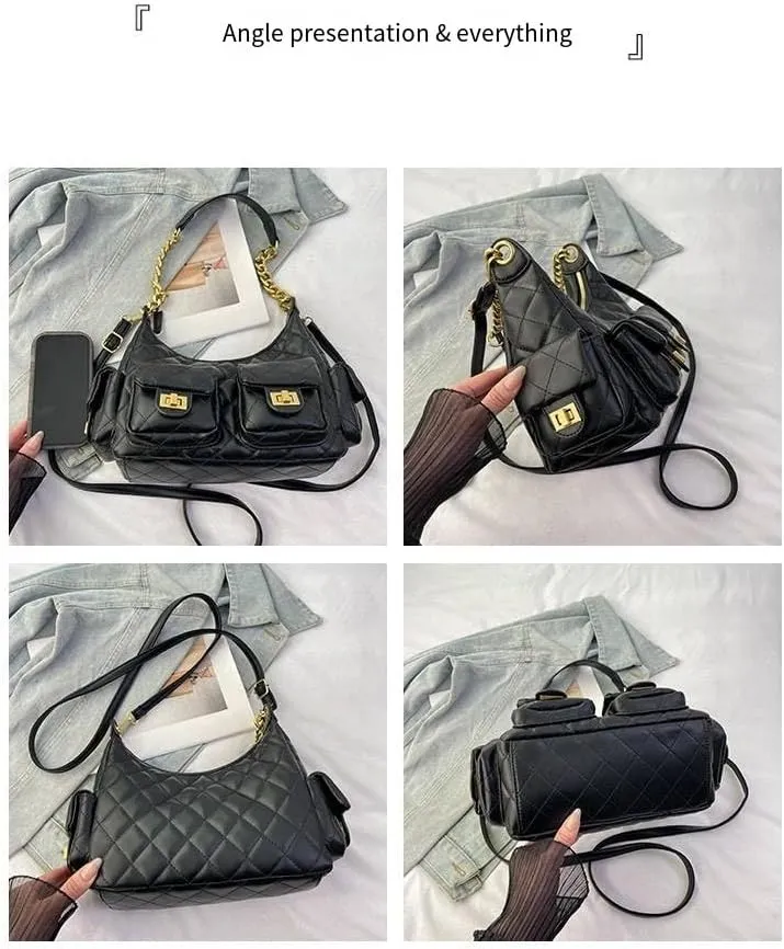 Diamond chain bags female niche design shoulder messenger handbags motorcycle bag casual underarm purses