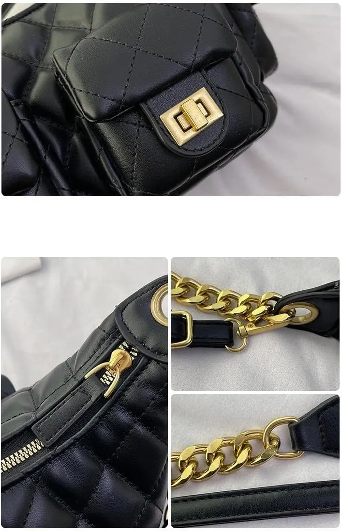 Diamond chain bags female niche design shoulder messenger handbags motorcycle bag casual underarm purses