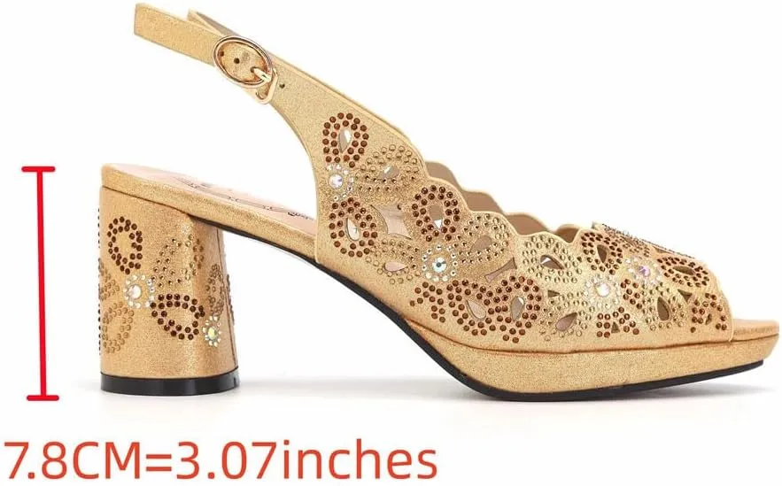 Diamond-Encrusted Peep Toe Wedding Sandals Champagne Luxury Purse Set
