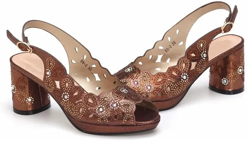 Diamond-Encrusted Peep Toe Wedding Sandals Champagne Luxury Purse Set