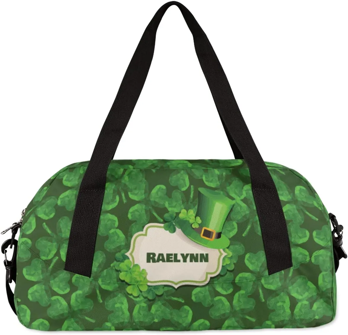 Diamond Lucky Clover Kids Duffel Bag for Girls Boys Teens, Custom Name Dance Bag Overnight Small Duffel Bag Carry On Weekend Sports Gym Travel Bag for School Practice Gymnastics Ballet