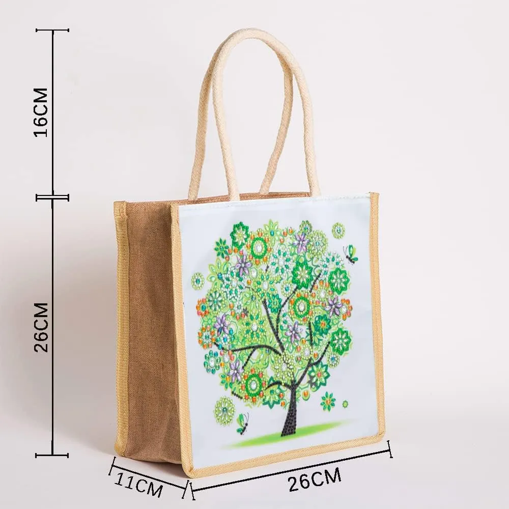 Diamond Painting Canvas Tote Bags 4 Pack Boho Diamond Dots Dotz Art Kits Shoulder Bags 5D DIY Handbags Handmade Gifts Reusable Shopping Bags with Handles for Women Adults(Spring Summer Fall Winter)