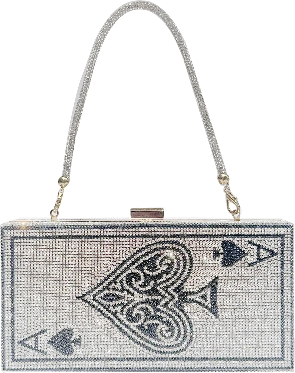 Diamond Sliver Crystal Evening Bag Rhinestone Bling Money Purses Poker Card Handbags Clutch For Party.