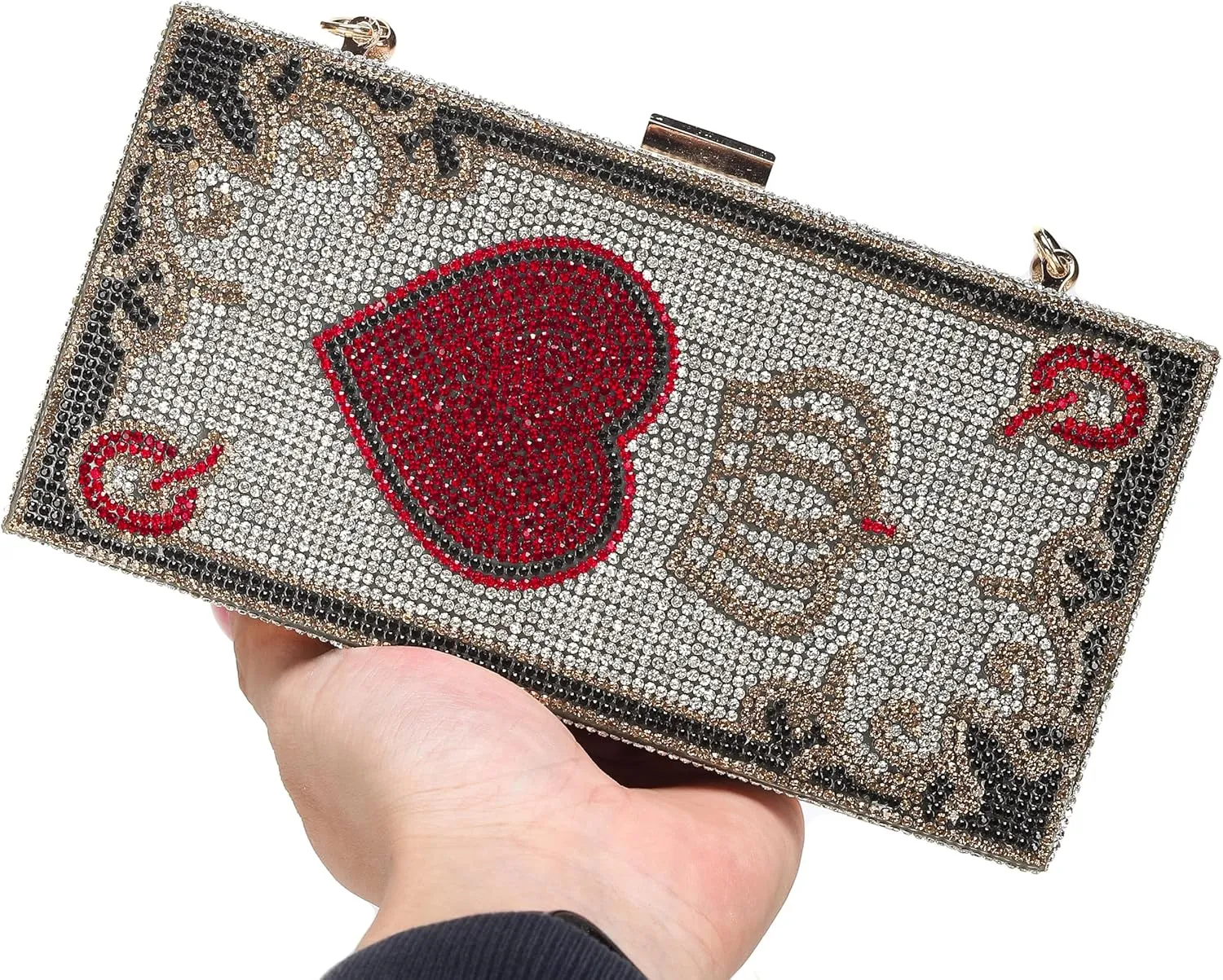 Diamond Sliver Crystal Evening Bag Rhinestone Bling Money Purses Poker Card Handbags Clutch For Party.