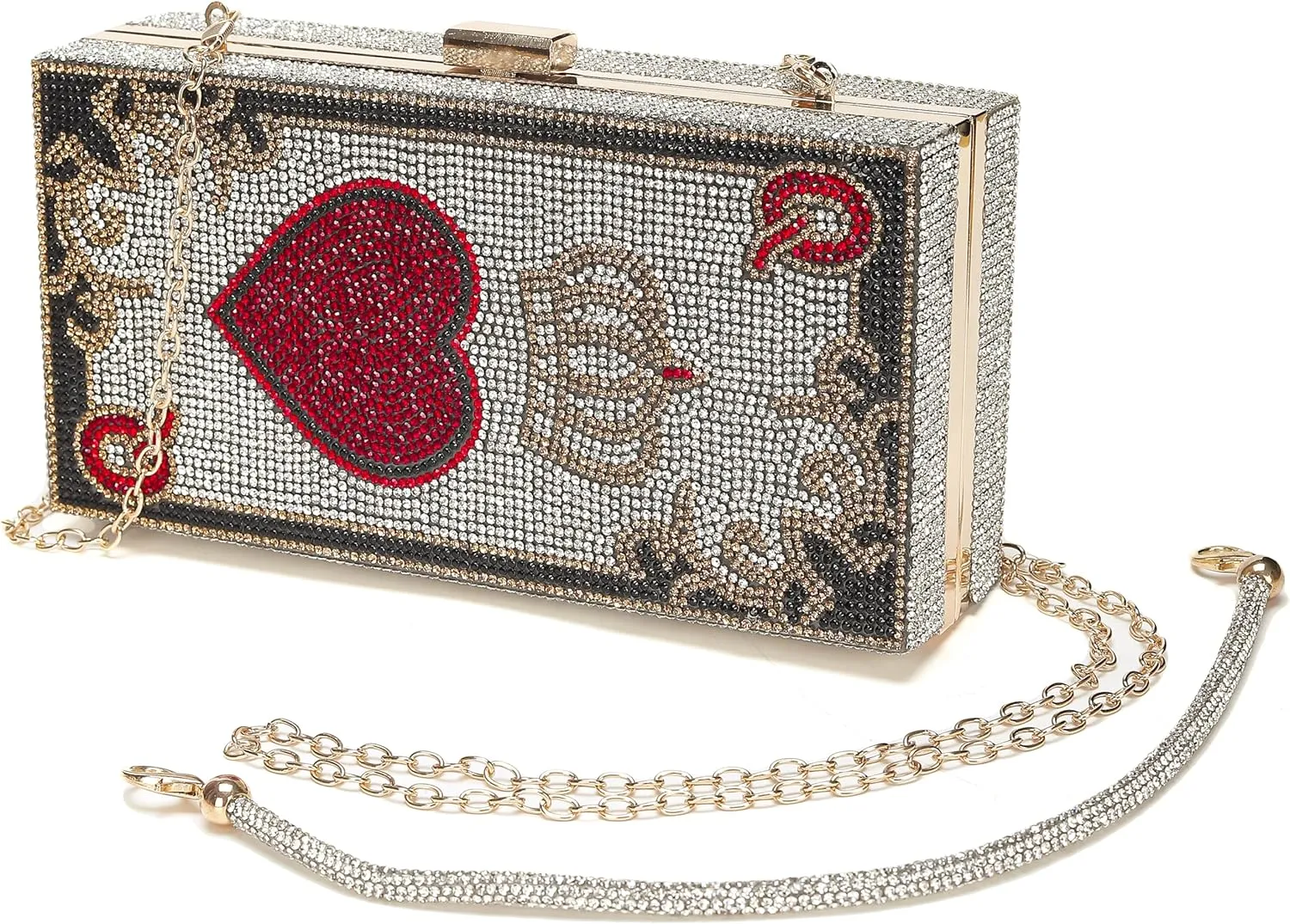 Diamond Sliver Crystal Evening Bag Rhinestone Bling Money Purses Poker Card Handbags Clutch For Party.