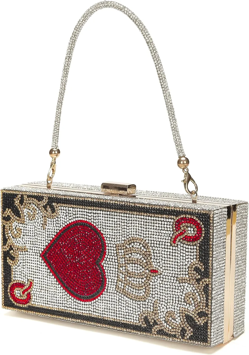 Diamond Sliver Crystal Evening Bag Rhinestone Bling Money Purses Poker Card Handbags Clutch For Party.