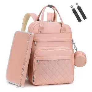 Diaper Bag Backpack, Baby Bag for Mom Dad, 4-in-1 Multi-pocket Large Capacity Waterproof Diaper Backpack with Changing Pad & Stroller Straps & Pacifier Case