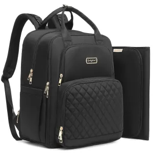Diaper Bag Backpack - Extra Large Diaper Bag for 2 Kids Twins (Expandable 30-38L) - Travel Baby Backpack with Changing Pad for Mom Dad (Quilted, Water Resistant, Black)