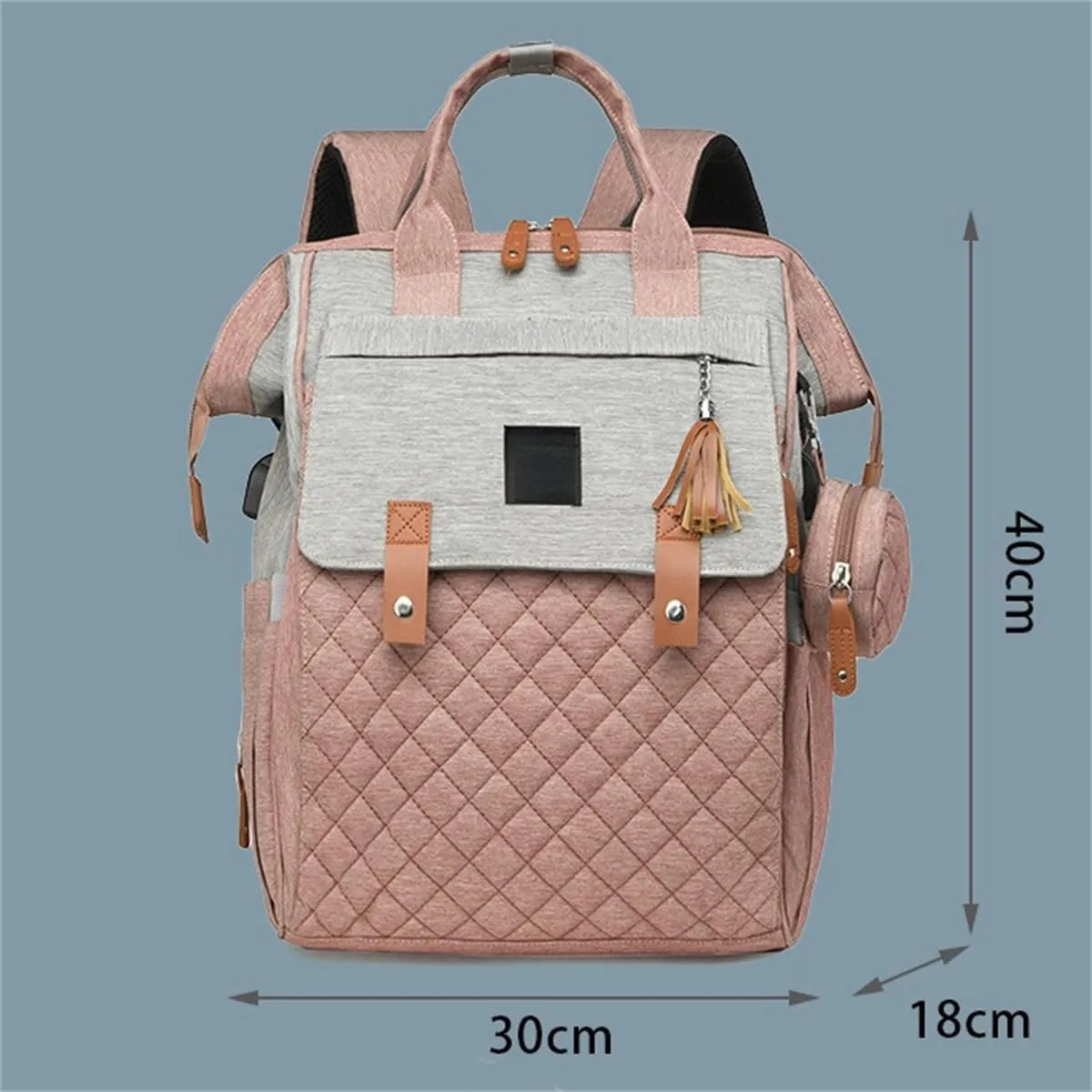 Diaper Bag Backpack with Pacifier Case, Diaper Bag Backpack for Women Large Capacity with Insulated Pockets (Grey)