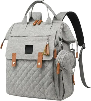 Diaper Bag Backpack with Pacifier Case, Diaper Bag Backpack for Women Large Capacity with Insulated Pockets (Grey)