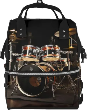 Diaper Bag Nappy Backpack Baby Bag Opossum and Roses Mummy Backpack Multifunction Changing Bags for Travel, Drum Set, One Size