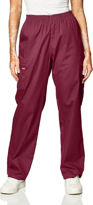 Dickies EDS Signature Scrubs for Women, Elastic Waist Pull-On Cargo Pants for Women in Soft Brushed Poplin 86106