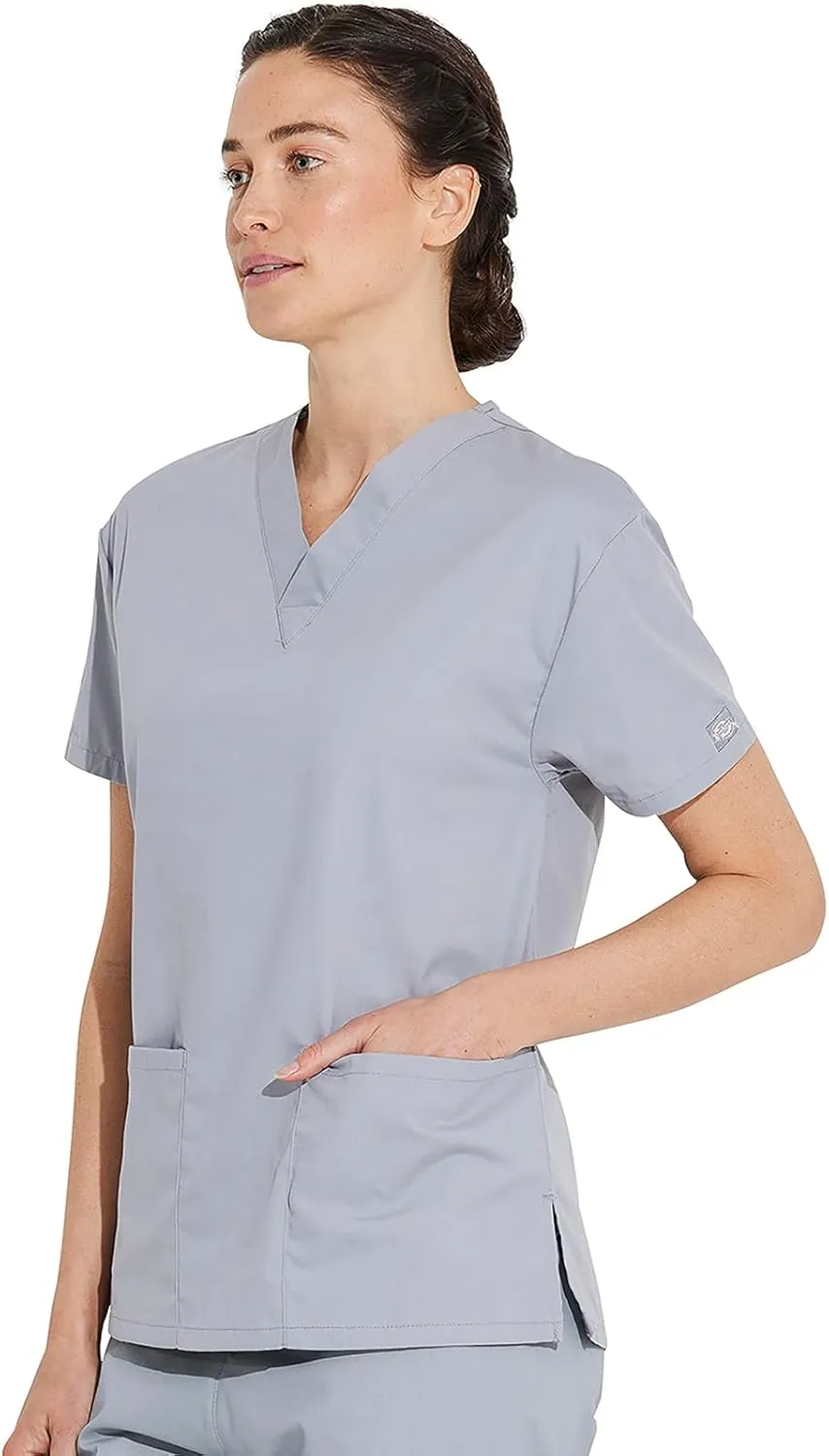 Dickies Women's V-Neck Scrub Top with 3 Pockets and Side Vents - 86706