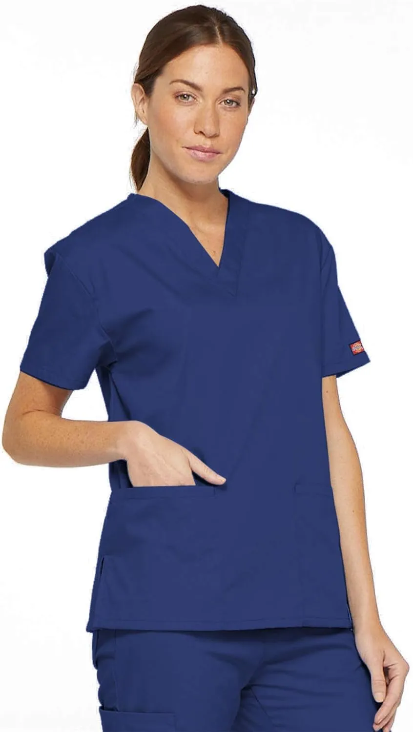 Dickies Women's V-Neck Scrub Top with 3 Pockets and Side Vents - 86706