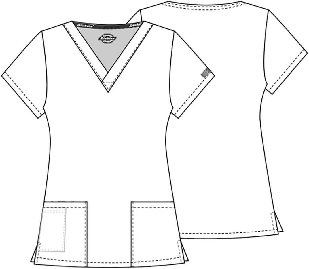 Dickies Women's V-Neck Scrub Top with 3 Pockets and Side Vents - 86706