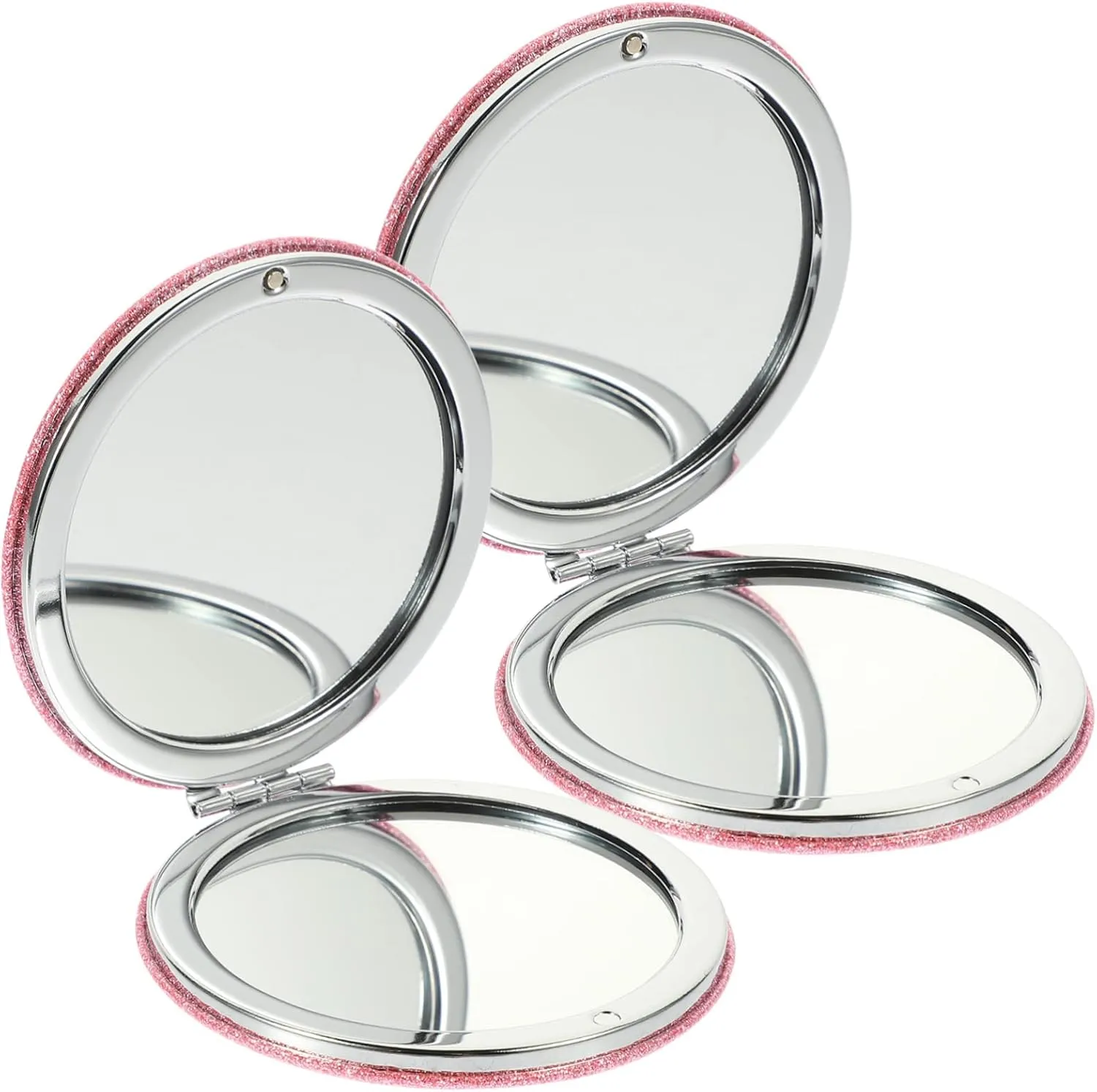 Didiseaon 2Pcs Portable Folding Makeup Mirrors Double Sided Mirrors for Travel Compact and Lightweight Design for Handbag Business Trips and Everyday Use Bling PU