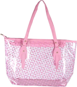 Didiseaon Trendy Waterproof Beach Bag Women's Fashion Handbag Round Dots Sturdy Pvc for Summer Outings