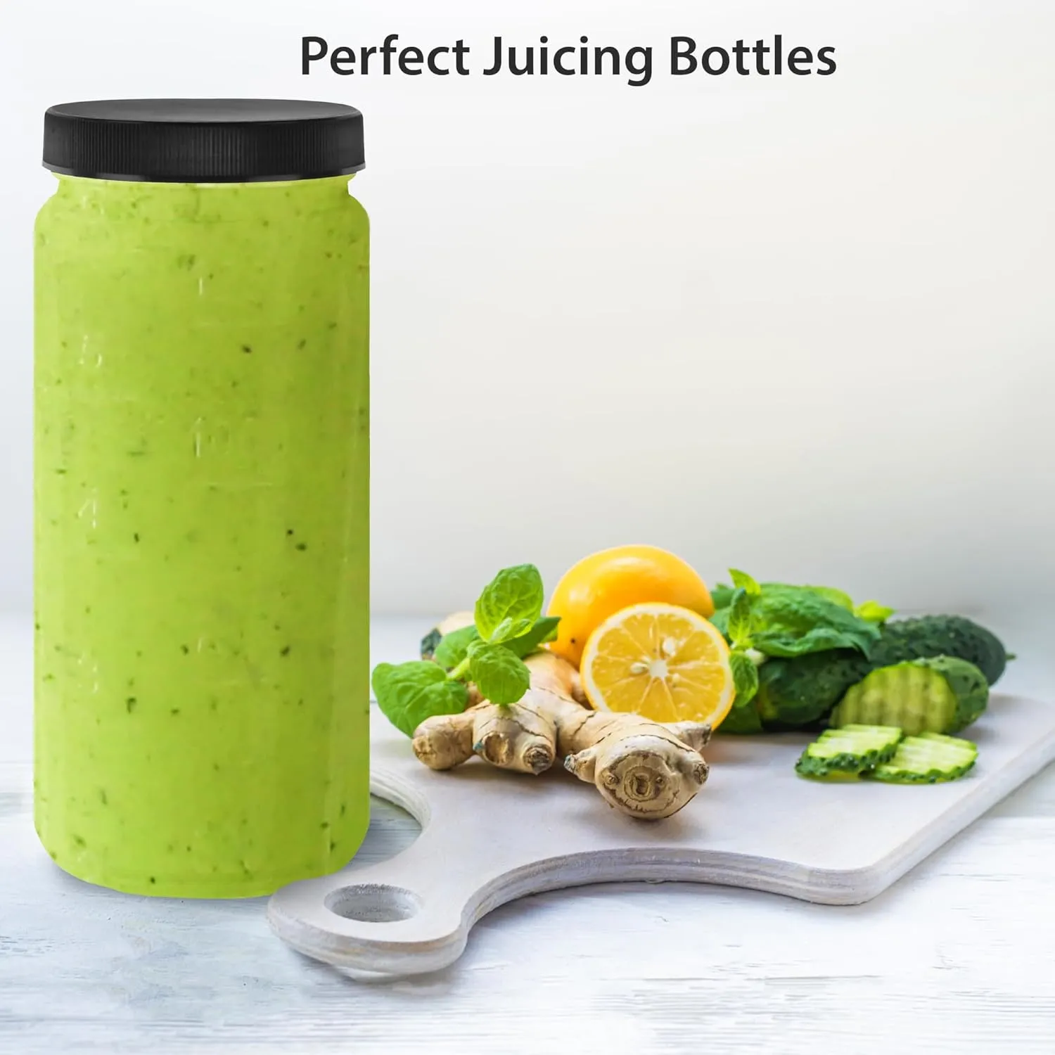 DilaBee 12-Pack Round 16 oz Glass Bottles with Lids - Juice Bottles for Smoothie, Milk, Water & Kombucha - Leakproof Glass Juice Containers with Lids for Fridge, BPA-Free Reusable Bottle for Juicing