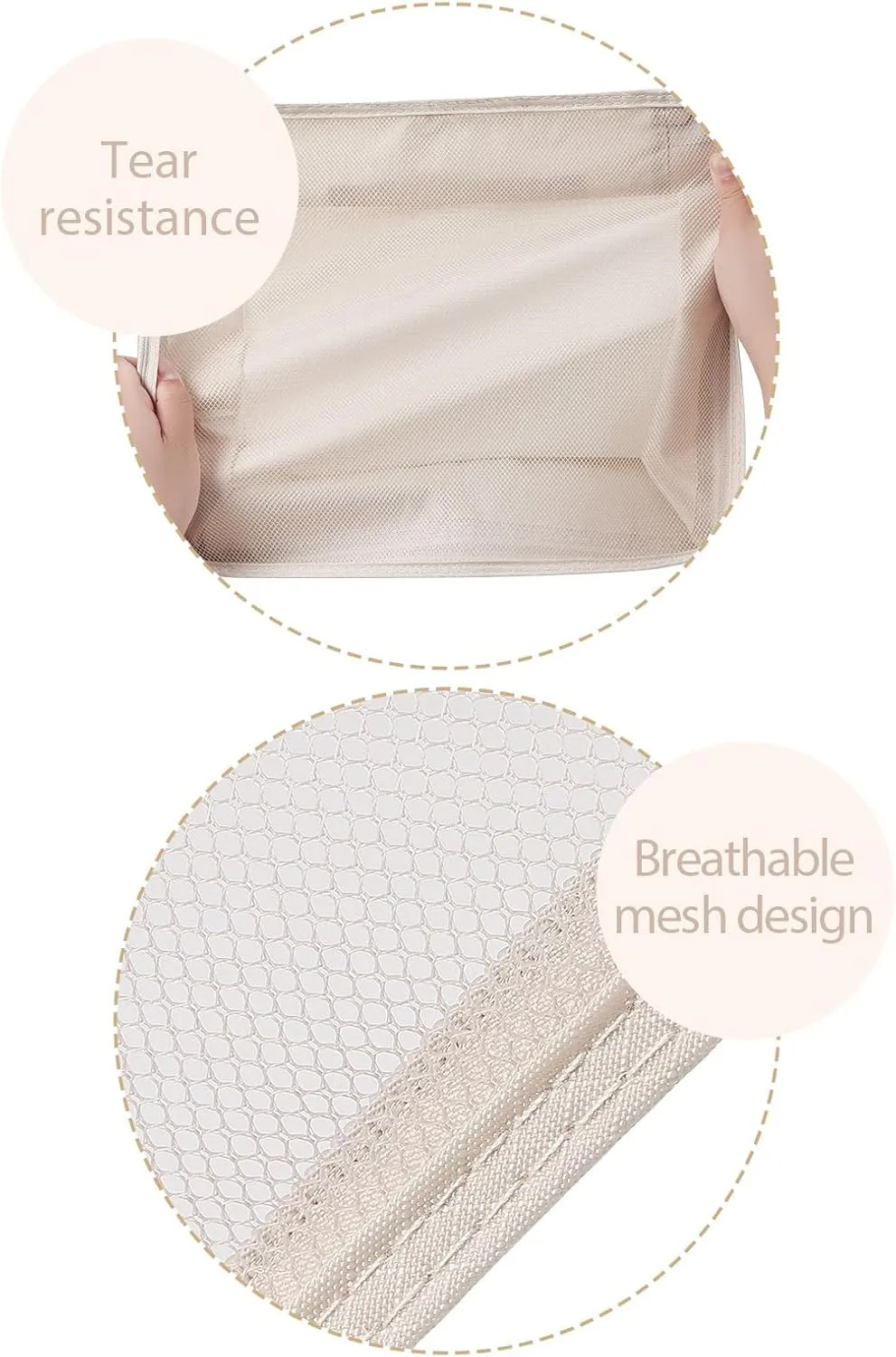 DIMJ Packing Cubes for Travel - 8 Pcs Lightweight Travel Cubes for Packing, Mesh Travel Packing Cubes Travel Packing Organizers with Large Toiletries Bag (Beige)