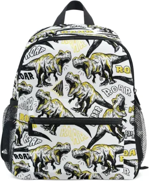 Dino Roar Toddler Backpack for Kids Girls Boys School Mini Backpacks with Chest Strap Book Bag for Travel Preschool Kindergarten Elementary,S
